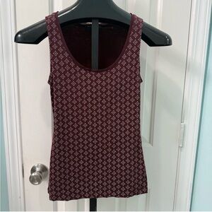 Banana Republic Women's Size XS Luxe Touch Burgundy Geometric Pattern Tank Top